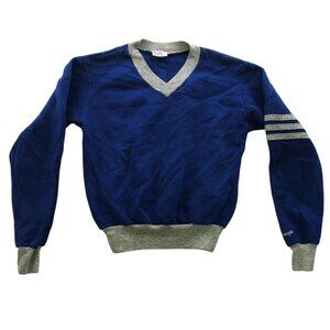 Vintage Wrangler Boys Sweater Medium Play Offs Royal Blue V-Neck Casual Classic